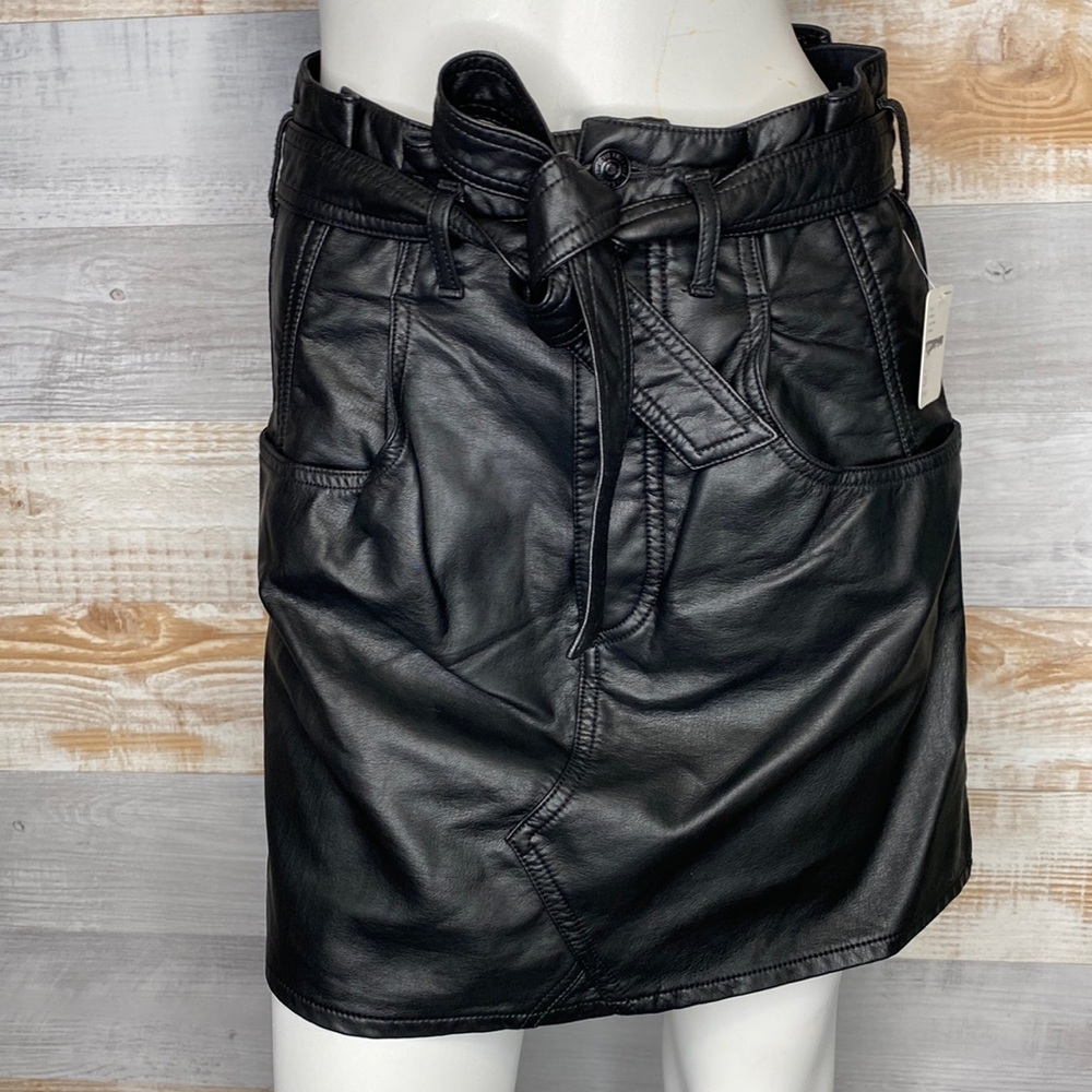 Free People black faux mini skirt size 28